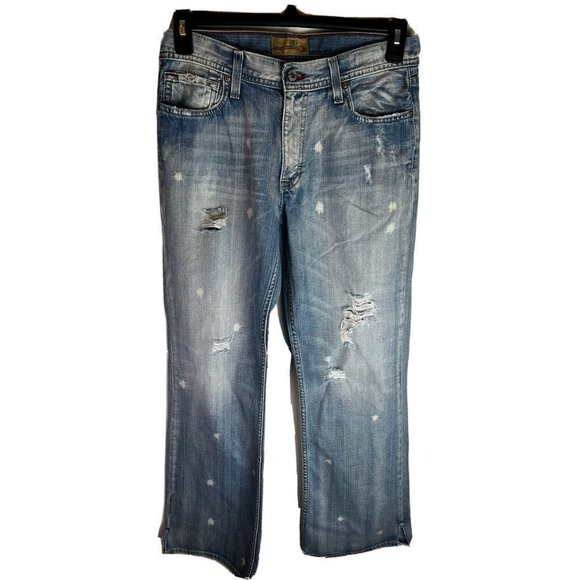 Buckle BKE Denim men’s Jaxon Distressed bootcut size 32 Long bleach splattered‎ - Picture 1 of 13